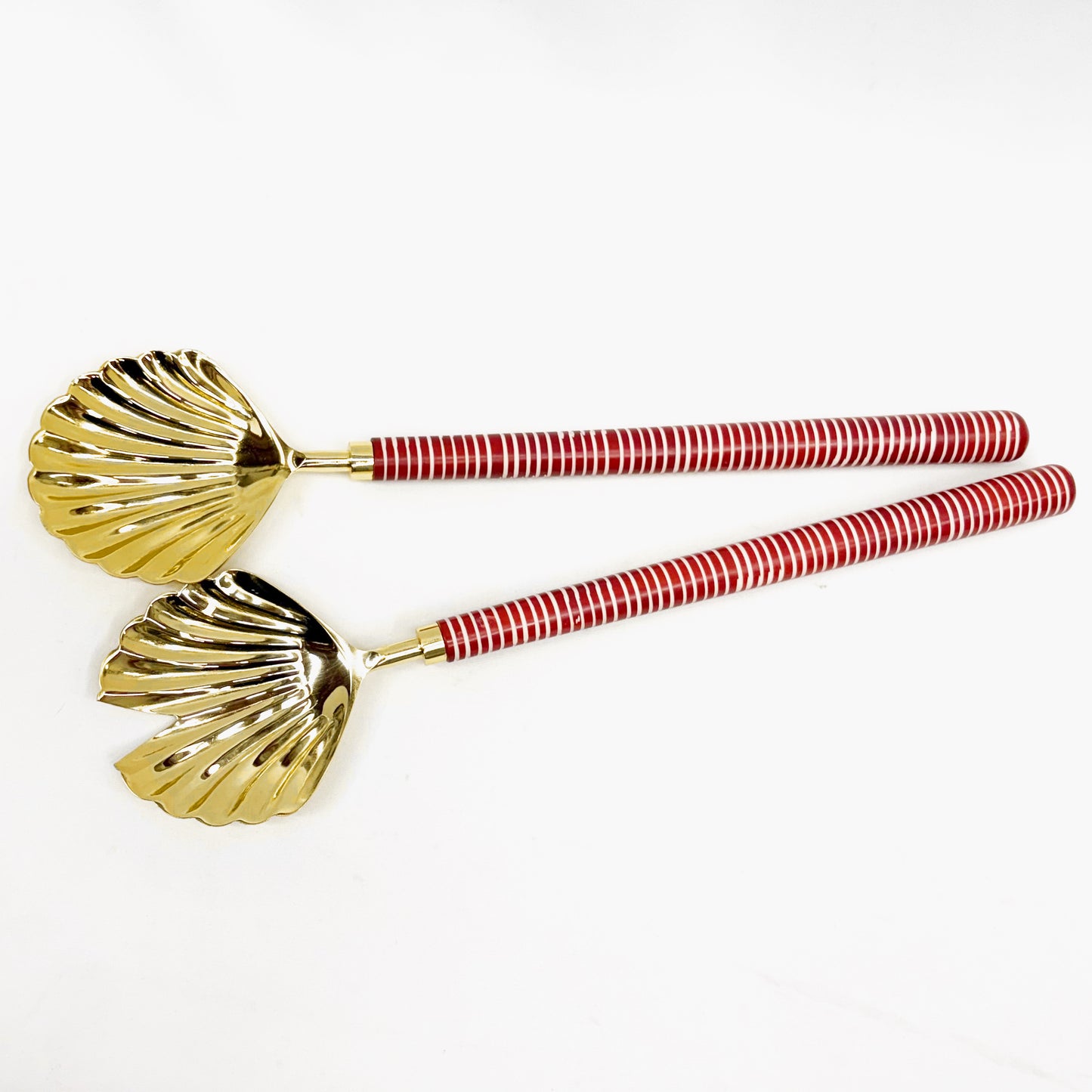 Stainless Steel Brass Shell Serving Spoons 34x8x2cm
