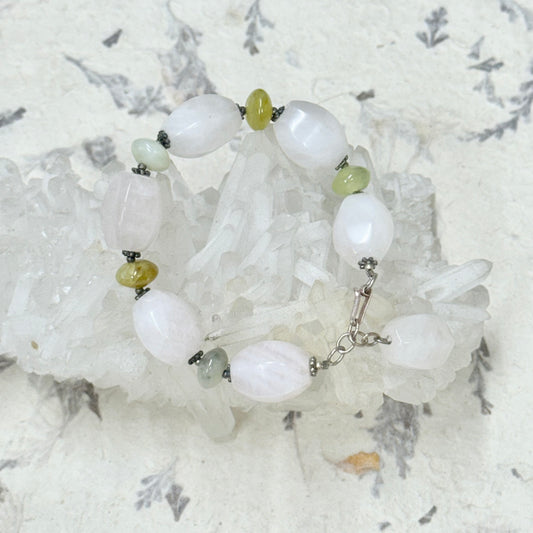 ROSE QTZ N JADE BRACELET