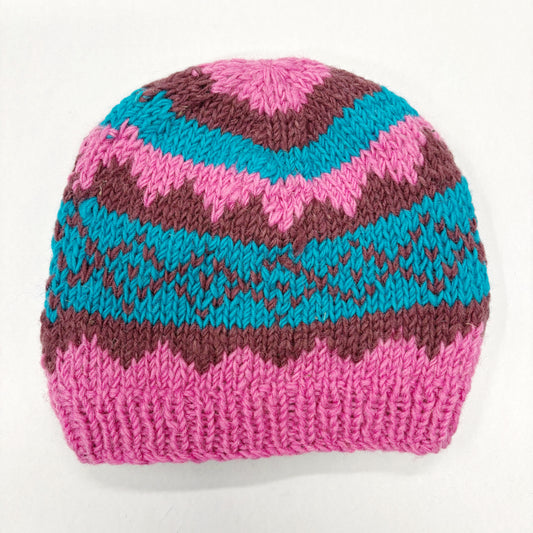 100% WOOL HAND KNITTED BEANY FLEECE LINED