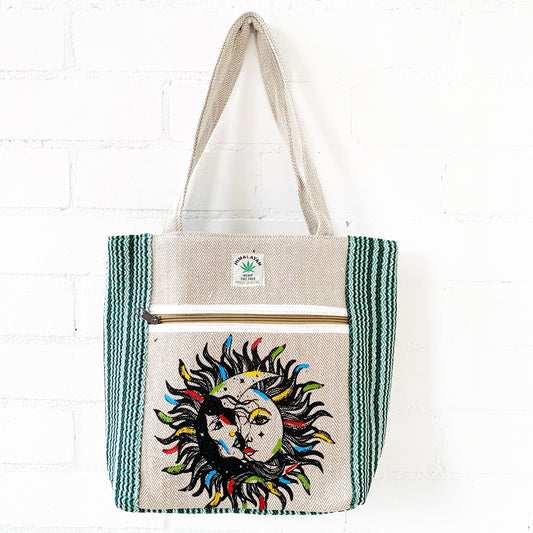 MYSTICAL SUN MOON HEMP SHOULDER BAG 55x36CM