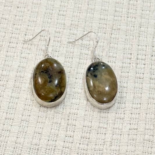 925 SILVER PICTURE JASPER EARRING
