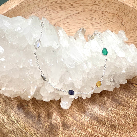 STERLING SILVER MULTI STONE BRACELET