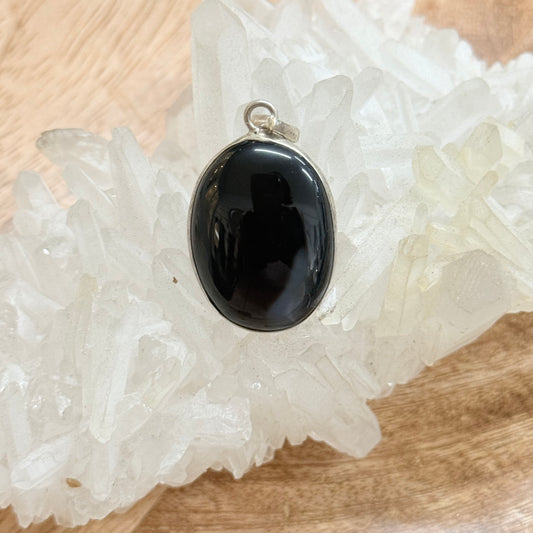 STERLING SILVER BLACK ONYX PENDANT