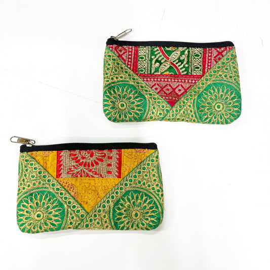 RED SILK SARI PURSE |LRG| 17x10CM