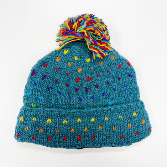 100% WOOL HAND KNITTED BEANY FLEECE LINED