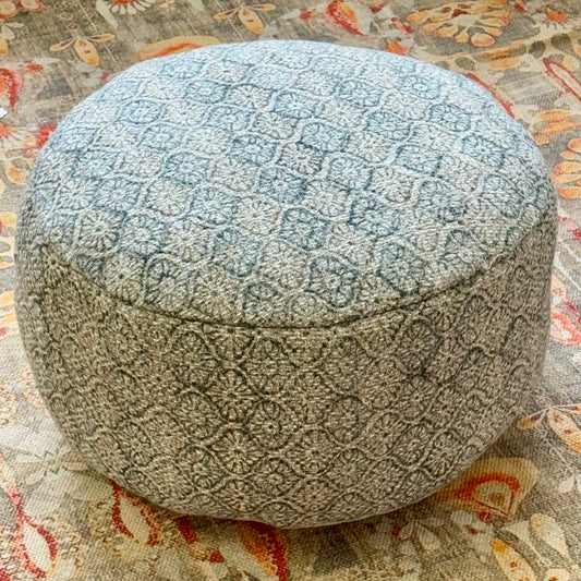 100% WOOL BLOCK PRINTED OTTOMAN 40X20CM