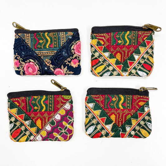 PURPLE SILK SARI PURSE | SML | 9x11CM