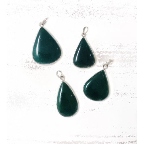 STERLING SILVER GREEN AVENTURINE PENDANT