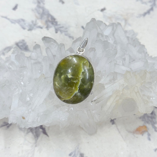 STERLING SILVER PREHNITE PENDANT