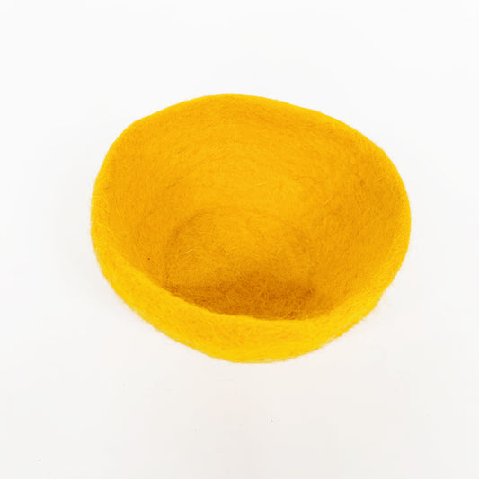HANDMADE FELT YELLOW BOWL 10X5CM