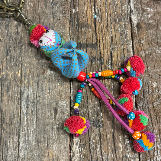 HANDMADE POMPOM MONKEY KEY HOLDER