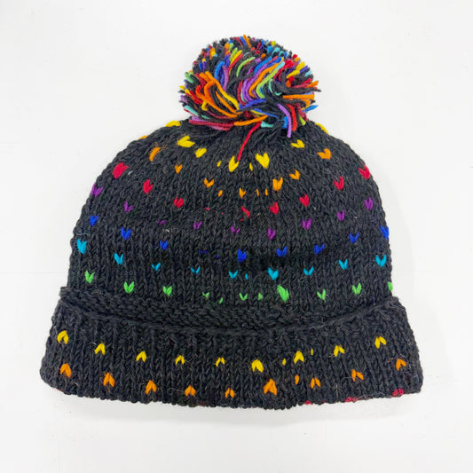 100% WOOL HAND KNITTED BEANY FLEECE LINED