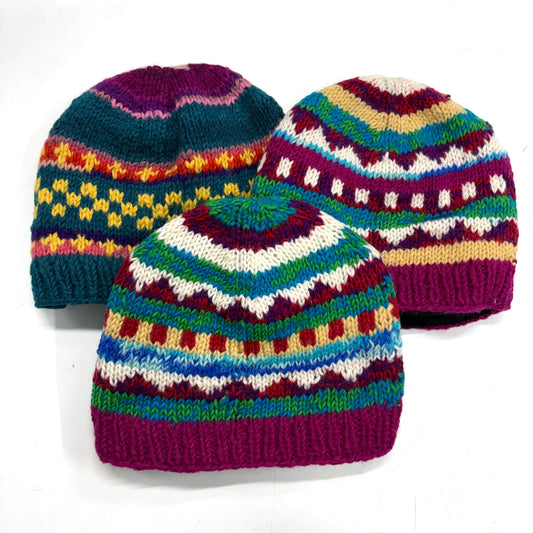 100% WOOL HAND KNITTED BEANY FLEECE LINED
