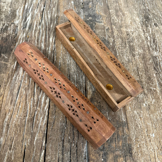 WOODEN COFIN INCENSE BURNER 30.5x6.5CM