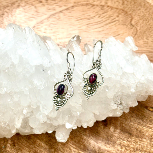 Garnet 925 Sterling Silver Earring