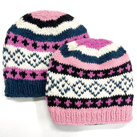 100% WOOL HAND KNITTED BEANY FLEECE LINED