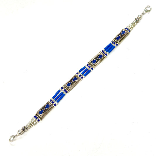 SILVERPLATED “INFINITY” TIBETAN BRACELET BLUE