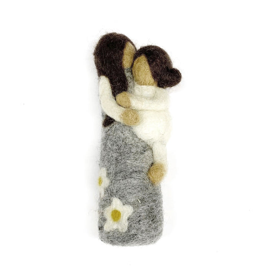 MOTHER & BABY NEEDLE FELT FIGURINE 17x5cm