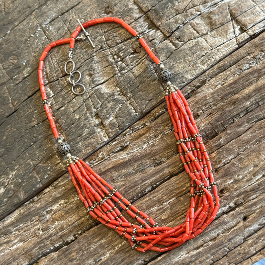 STERLING SILVER CORAL NECKLACE