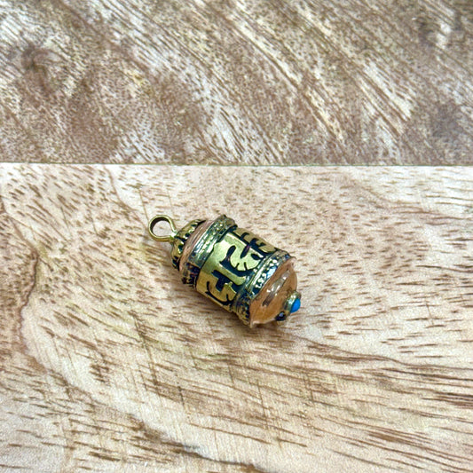 TIBETAN MINI PRAYER WHEEL PENDANT W/ prayers