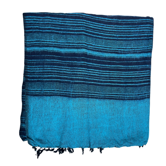 WOOL 'Ocean Horizon' BLEND HANDLOOM BLANKET 110X260CM