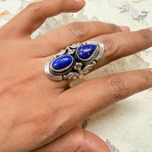 STERLING SILVER LAPIZ STONE RING