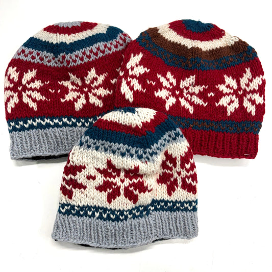 100% WOOL HAND KNITTED BEANY FLEECE LINED