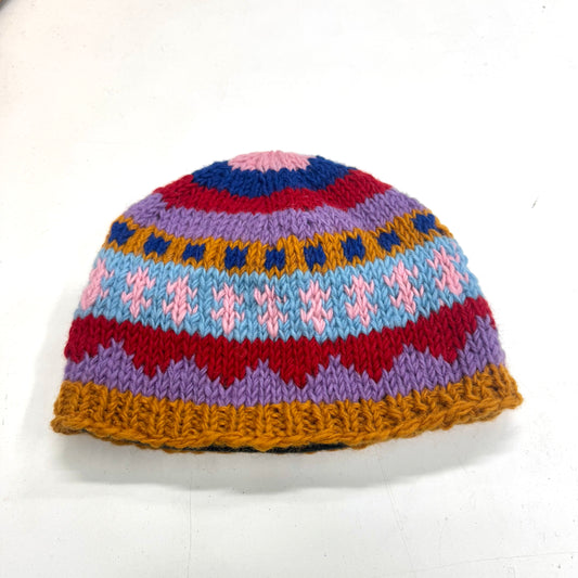100% WOOL HAND KNITTED BEANY FLEECE LINED