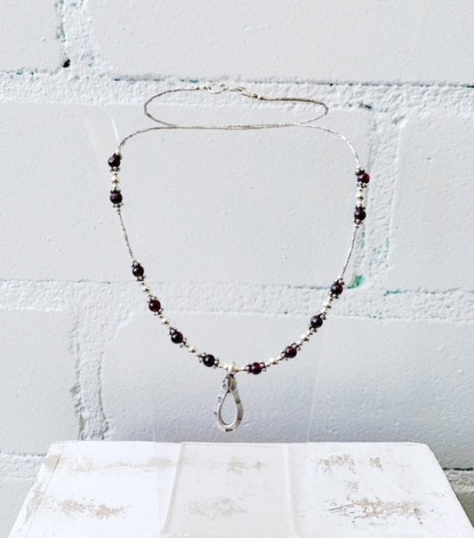 STERLING SILVER GARNET NECKLACE