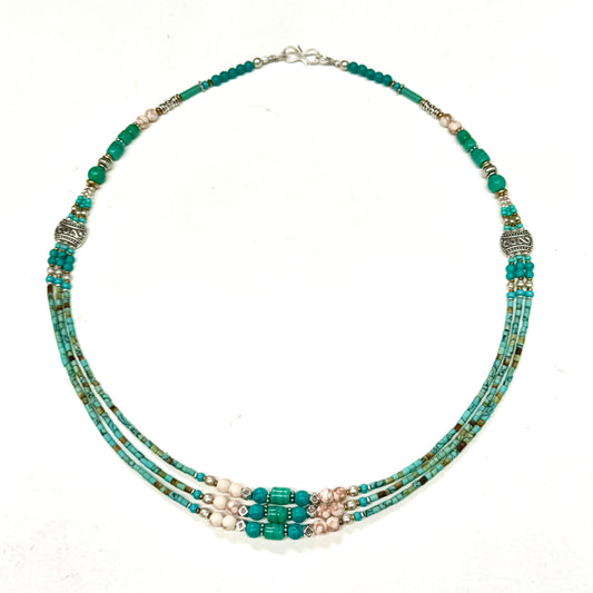TIBETAN 3 LINED TORQUOISE NECKLACE