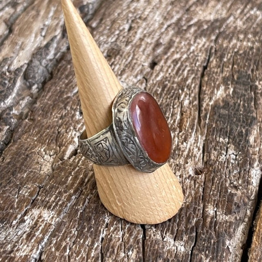 STERLING SILVER CARNELIAN AFGANI RING