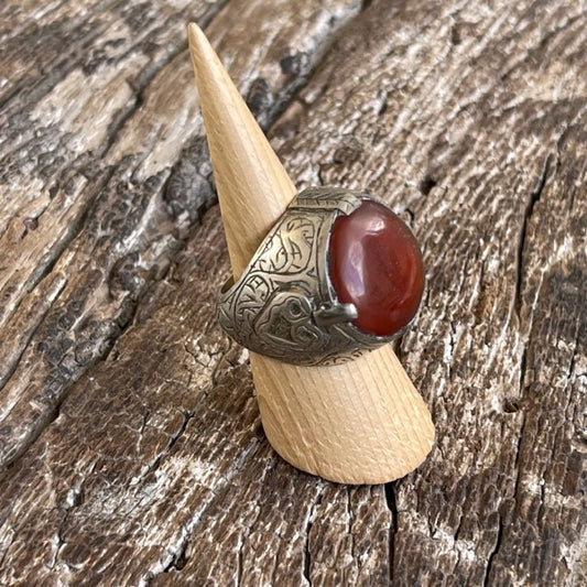 STERLING SILVER CARNELIAN AFGANI RING