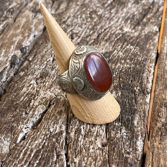 STERLING SILVER CARNELIAN AFGANI RING