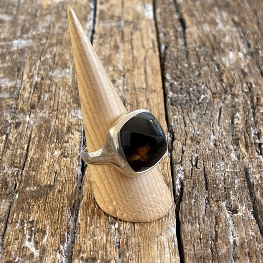 STERLING SILVER SMOKY QTZ RING