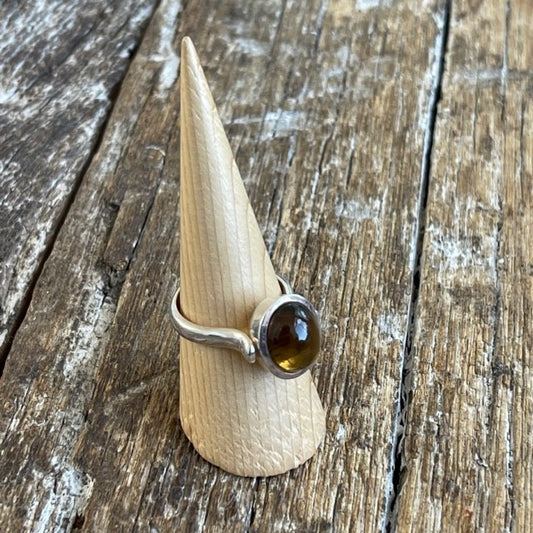 STERLING SILVER SMOKY QTZ RING