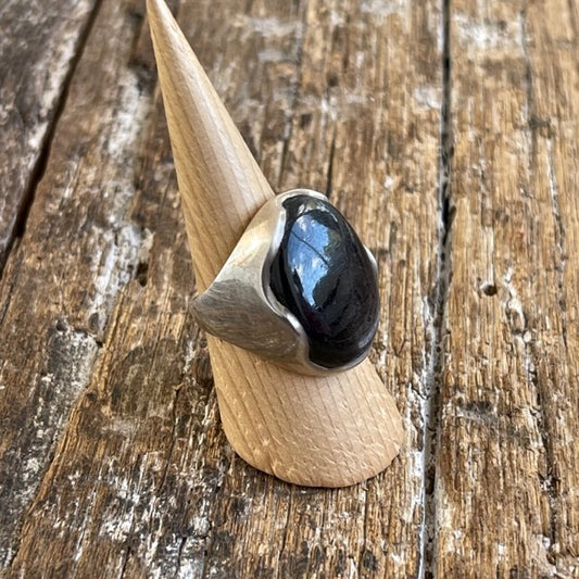 STERLING SILVER BLACK TOURMALINE RING