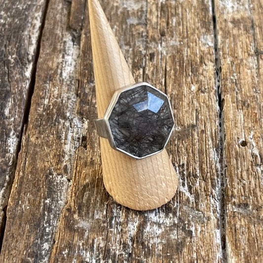 STERLING SILVER RUTILATED QTZ RING