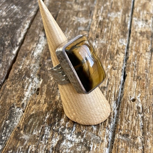 STERLING SILVER TIGER'S EYE RING