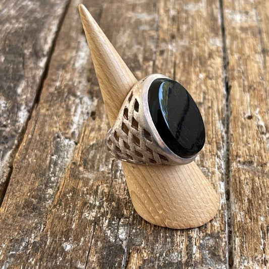 STERLING SILVER BLACK ONYX RING