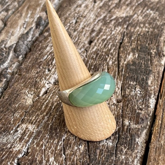 STERLING SILVER  BLUE CHALCEDONY RING