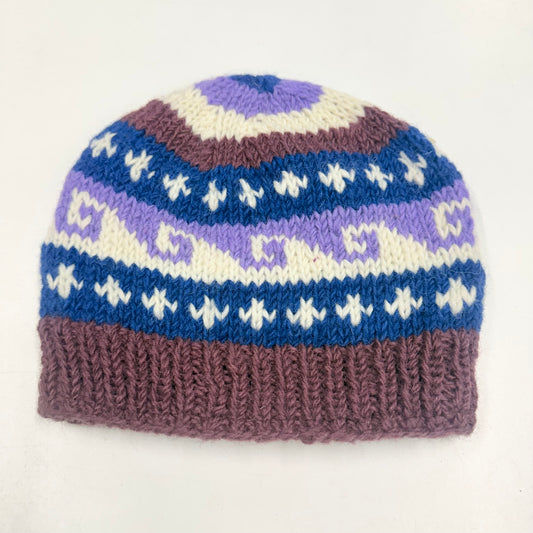 100% WOOL HAND KNITTED BEANY FLEECE LINED