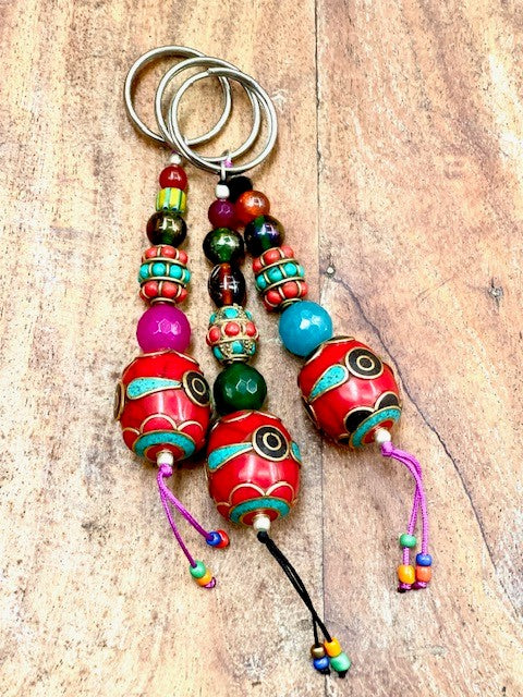 HANDMADE TIBETAN BEAD KEY RING