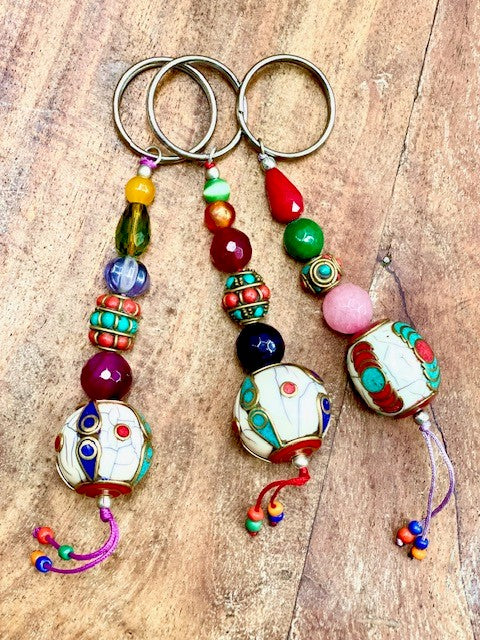 HANDMADE TIBETAN BEAD KEY RING