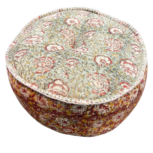 100% COTTON OTTOMAN WITH BLOCK PRINT 40X20CM
