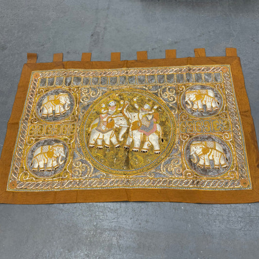 VINTAGE BURMESE HAND EMB. WALL HANGING 137X102CM