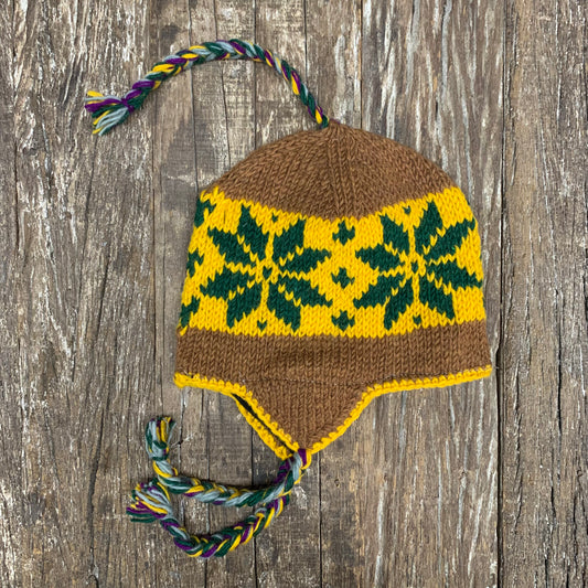 100% WOOL HAND KNITTED EARMUFF BEANY