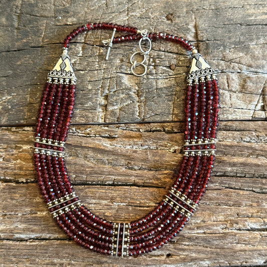 STERLING SILVER GARNET NECKLACE