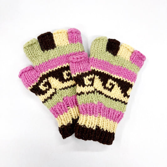 “NEAPOLITAN WAVES” WOOL HAND KNITTED GLOVES