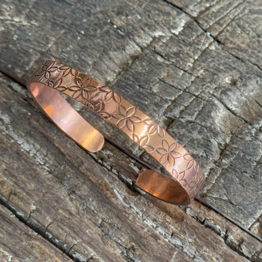 PURE COPPER HEALING FLORAL ENGRAVING CUFF