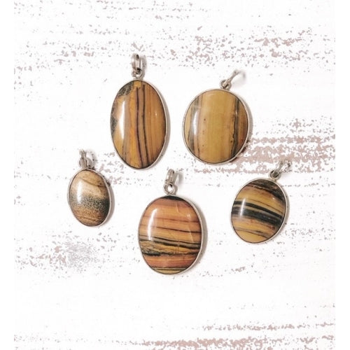 STERLING SILVER ZEBRA JASPER PENDANT